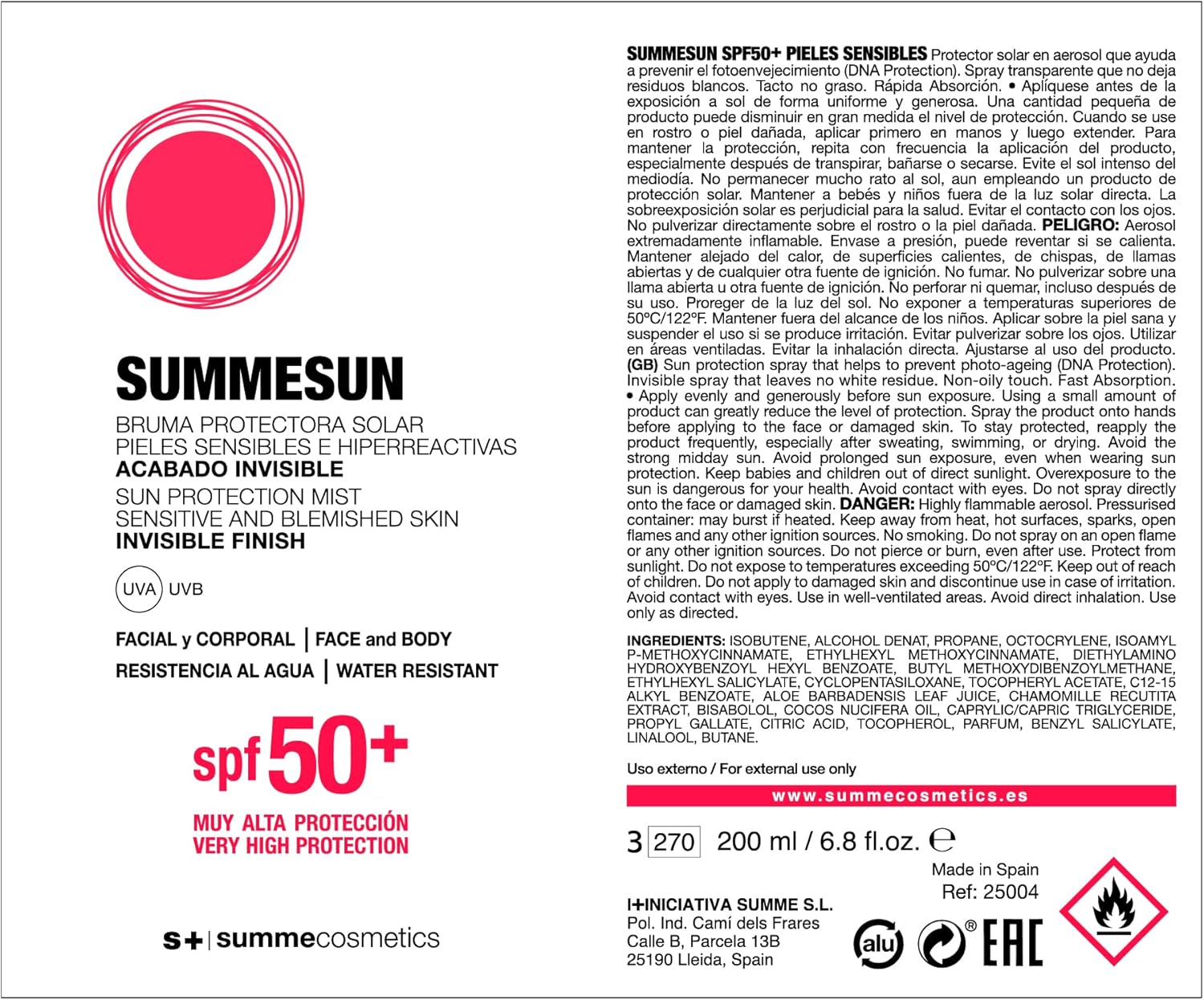 SUMMESUN SPF50+ SENSITIVE AND BLEMISHED SKIN